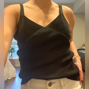 Staud Kira Black Knit Top